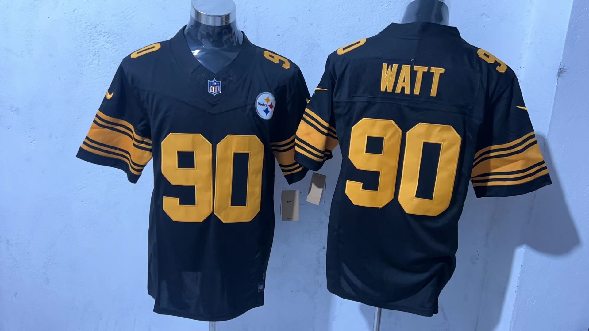T.J. Watt #90 navy supplier front and back