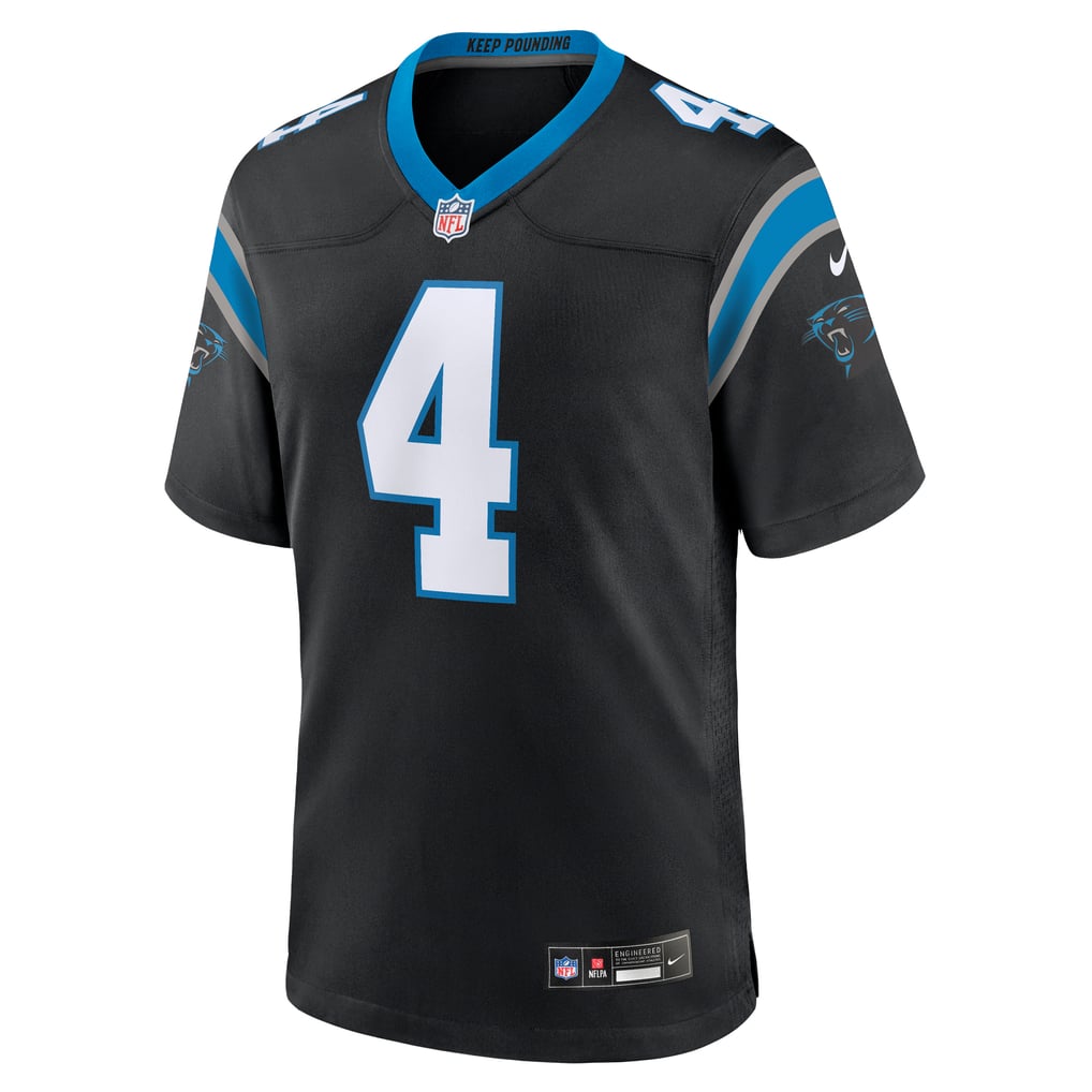 Tetairoa McMillan #4 Carolina Panthers Black Home Jersey — front