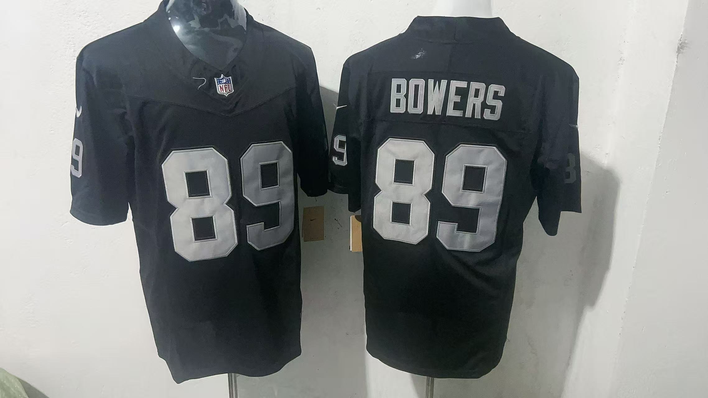 Brock Bowers #89 Las Vegas Raiders Black Home Jersey — supplier front and back