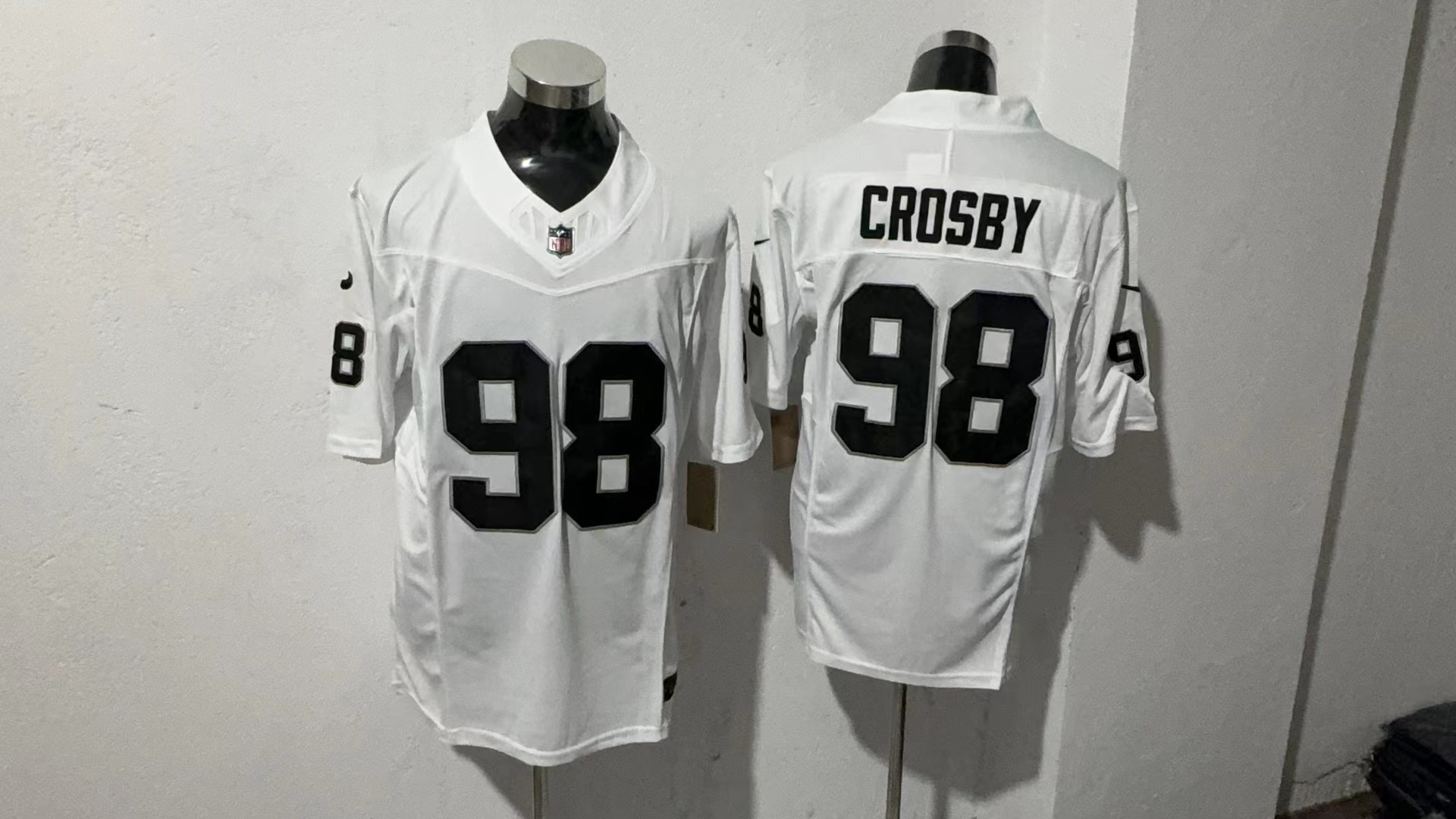 Maxx Crosby #98 Las Vegas Raiders White Away Jersey — supplier front and back