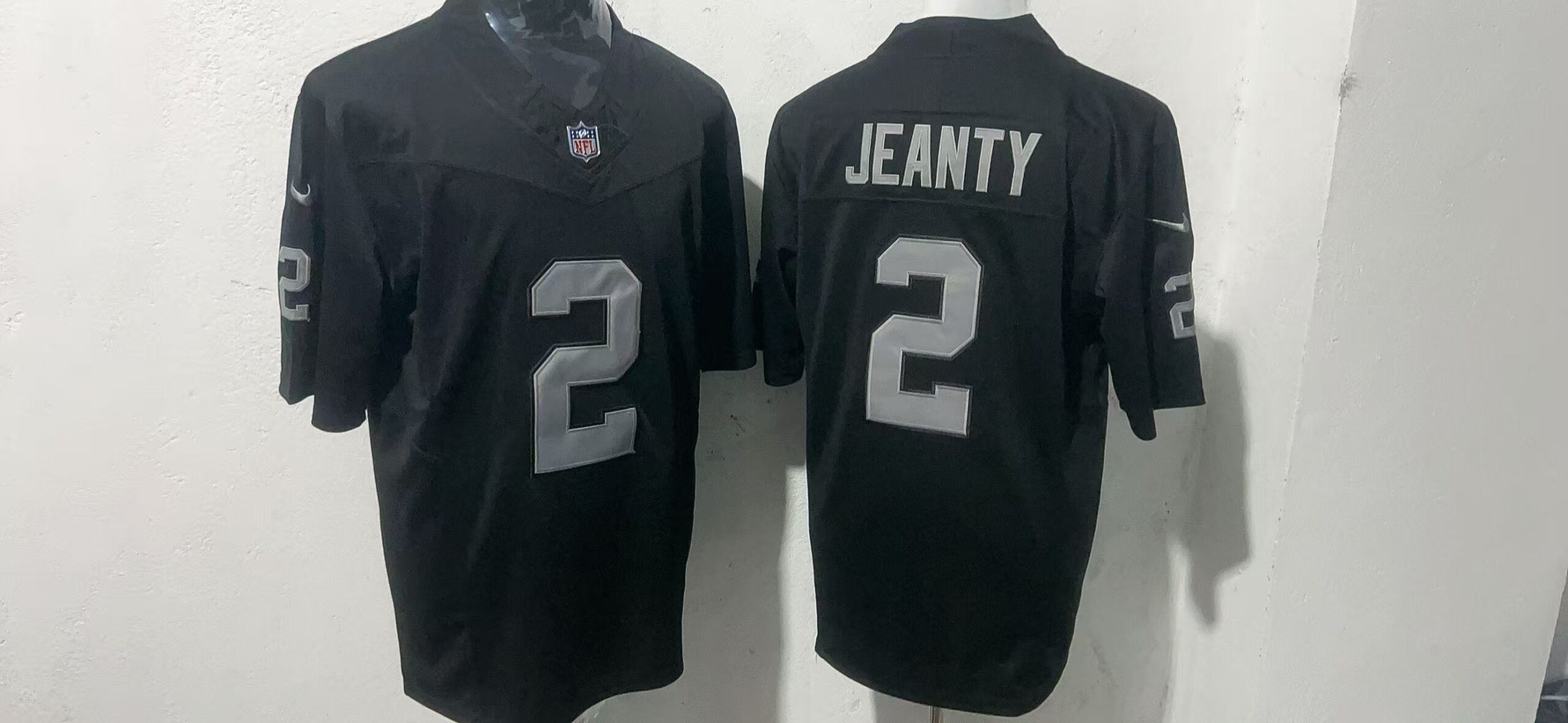 Ashton Jeanty #2 Las Vegas Raiders Black Home Jersey — supplier front and back