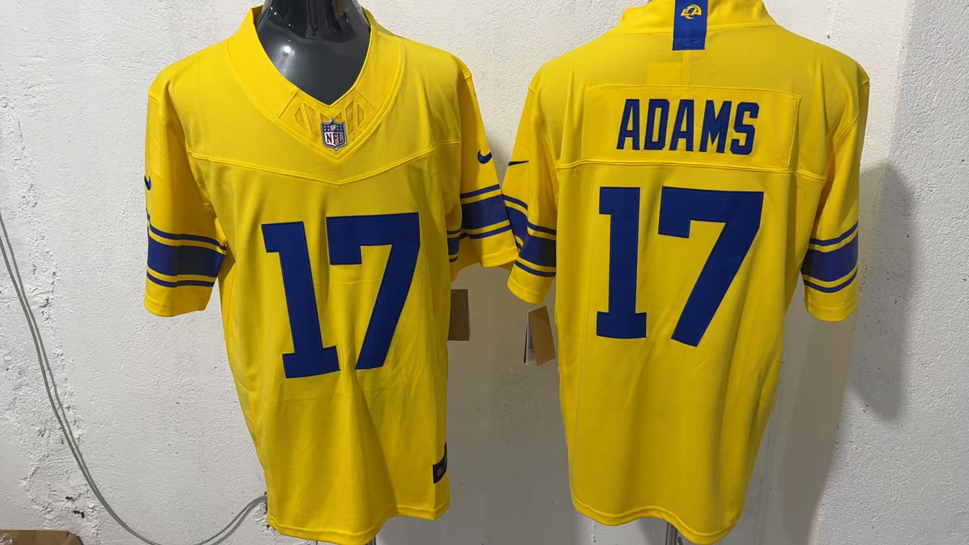 Davante Adams #17 Los Angeles Rams Yellow Classic Sol Jersey — supplier front and back
