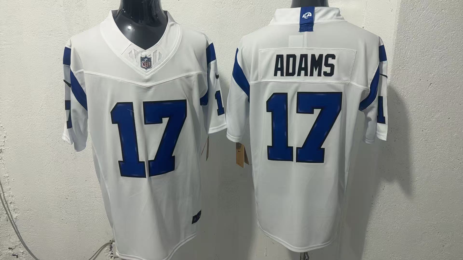 Davante Adams #17 Los Angeles Rams Fearsome White Jersey — supplier front and back