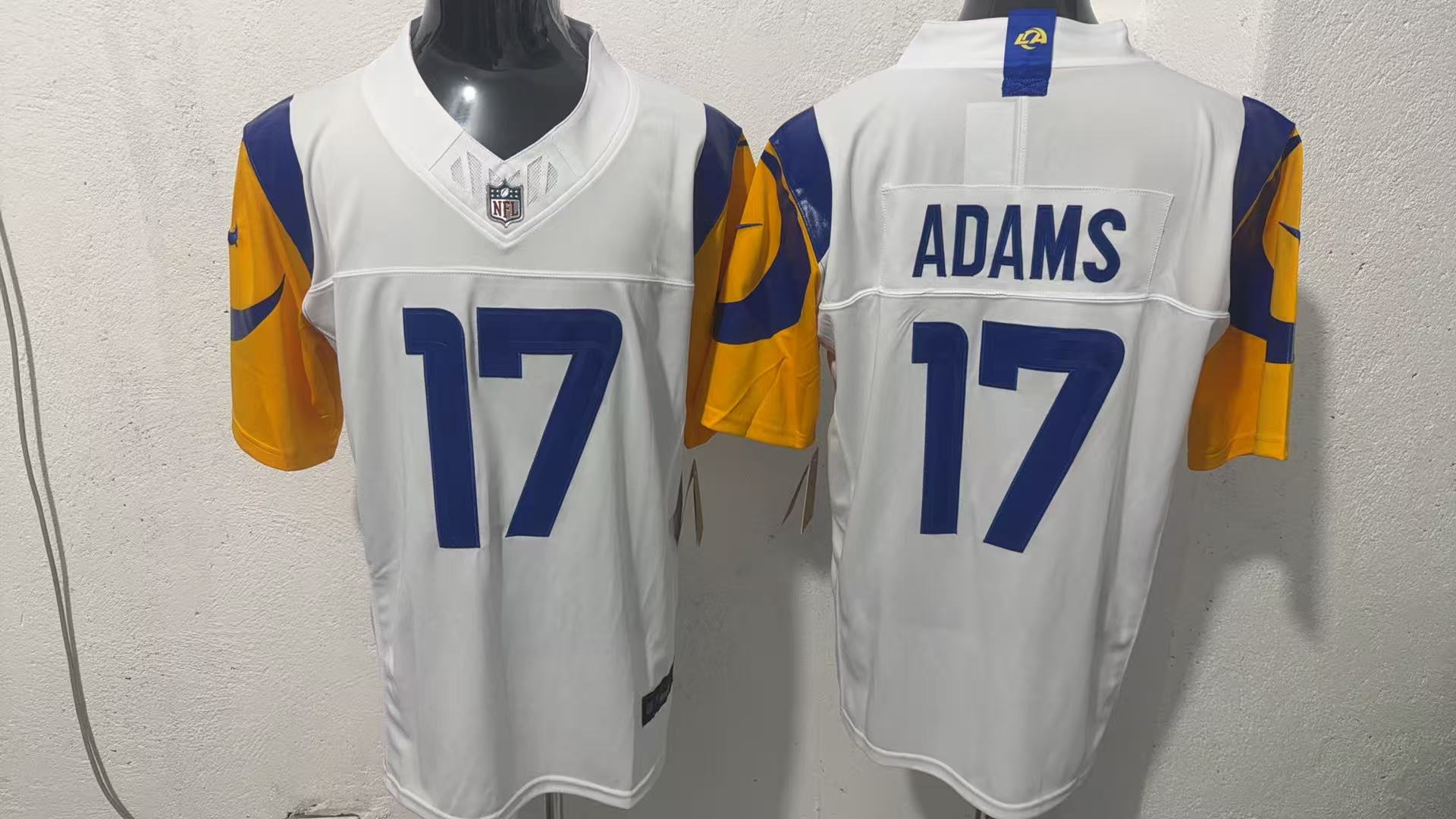 Davante Adams #17 Los Angeles Rams White Away Jersey — supplier front and back