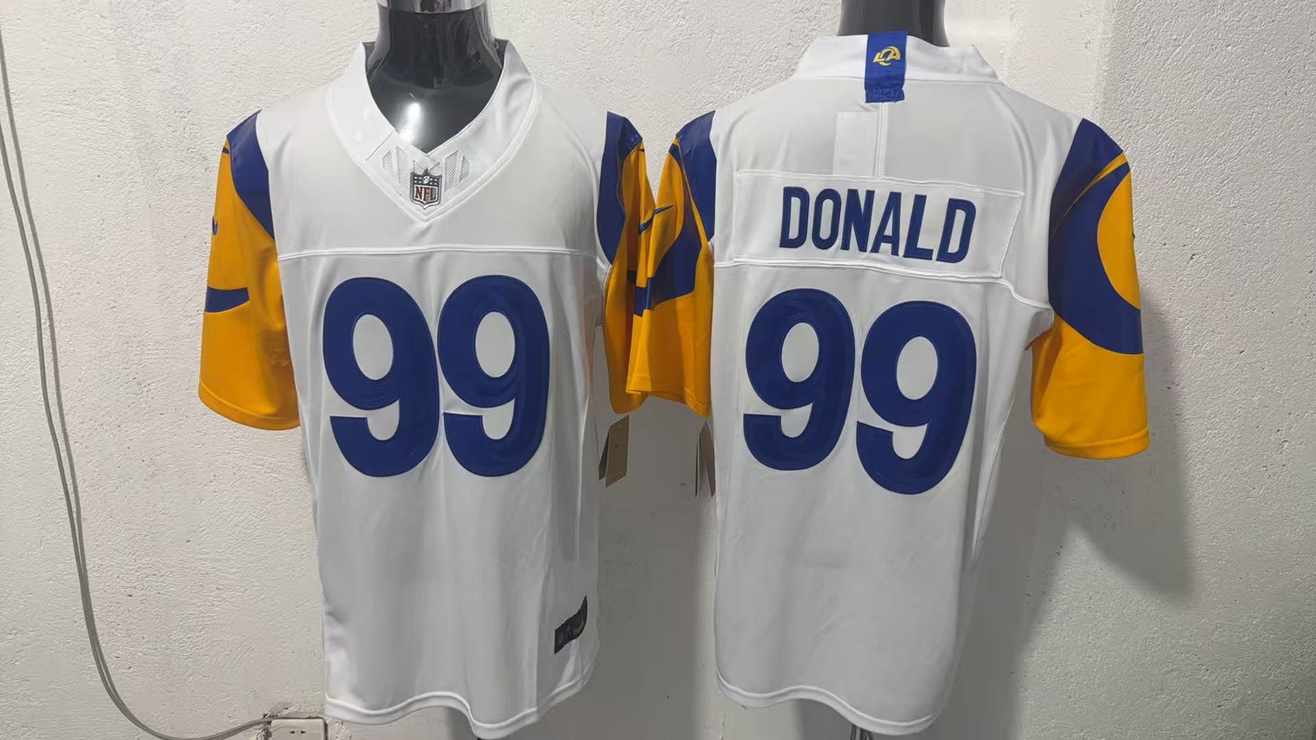 Aaron Donald #99 Los Angeles Rams White Away Jersey — supplier front and back