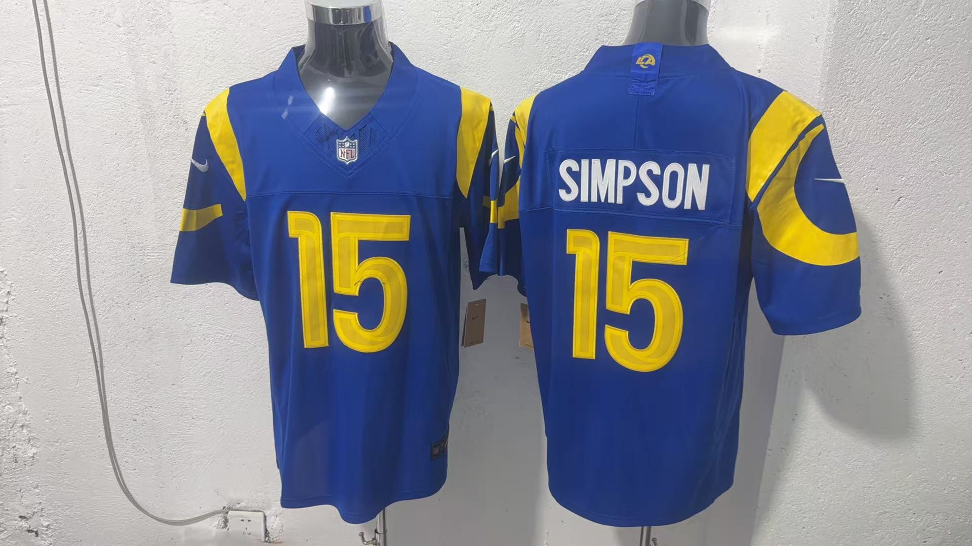 Ty Simpson #15 Los Angeles Rams Royal Team Jersey — supplier front and back