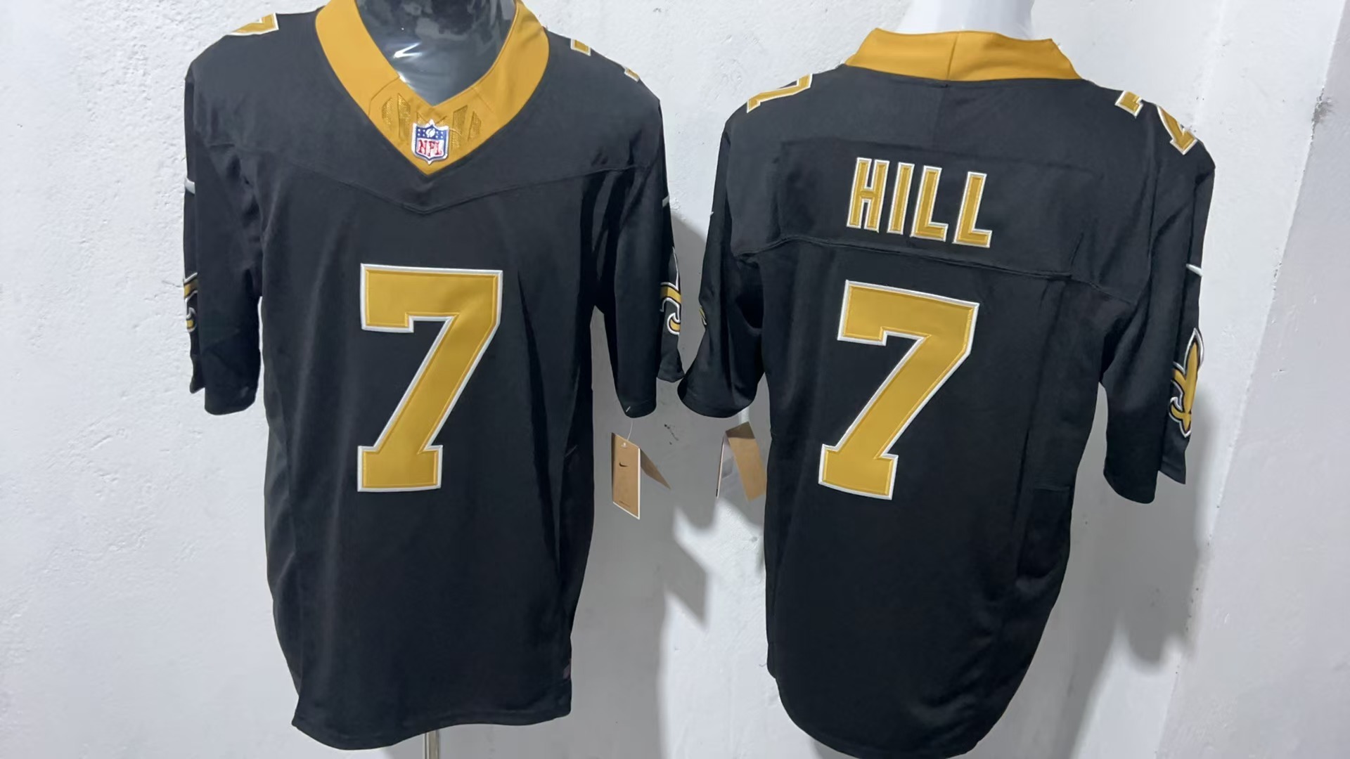 Taysom Hill #7 New Orleans Saints Black Home Jersey — supplier front and back