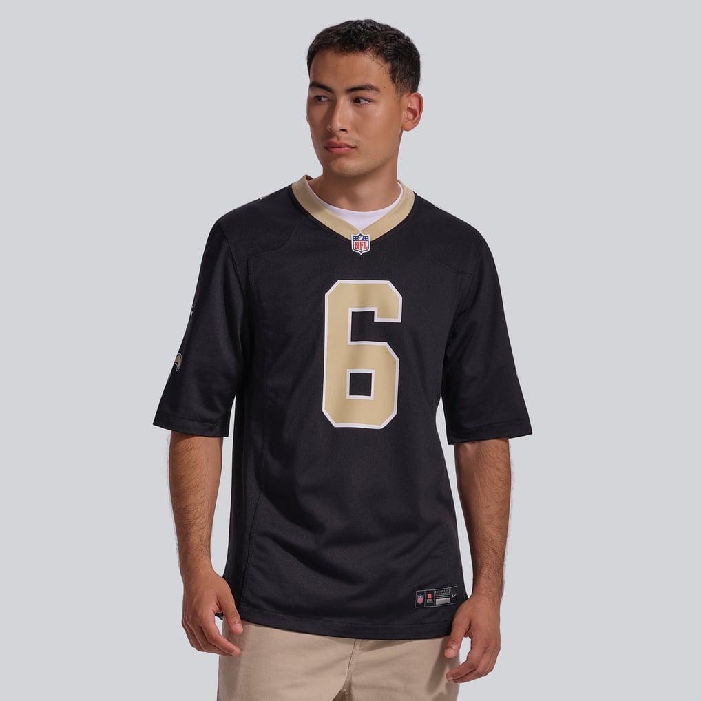 Tyler Shough #6 New Orleans Saints Black Home Jersey — front