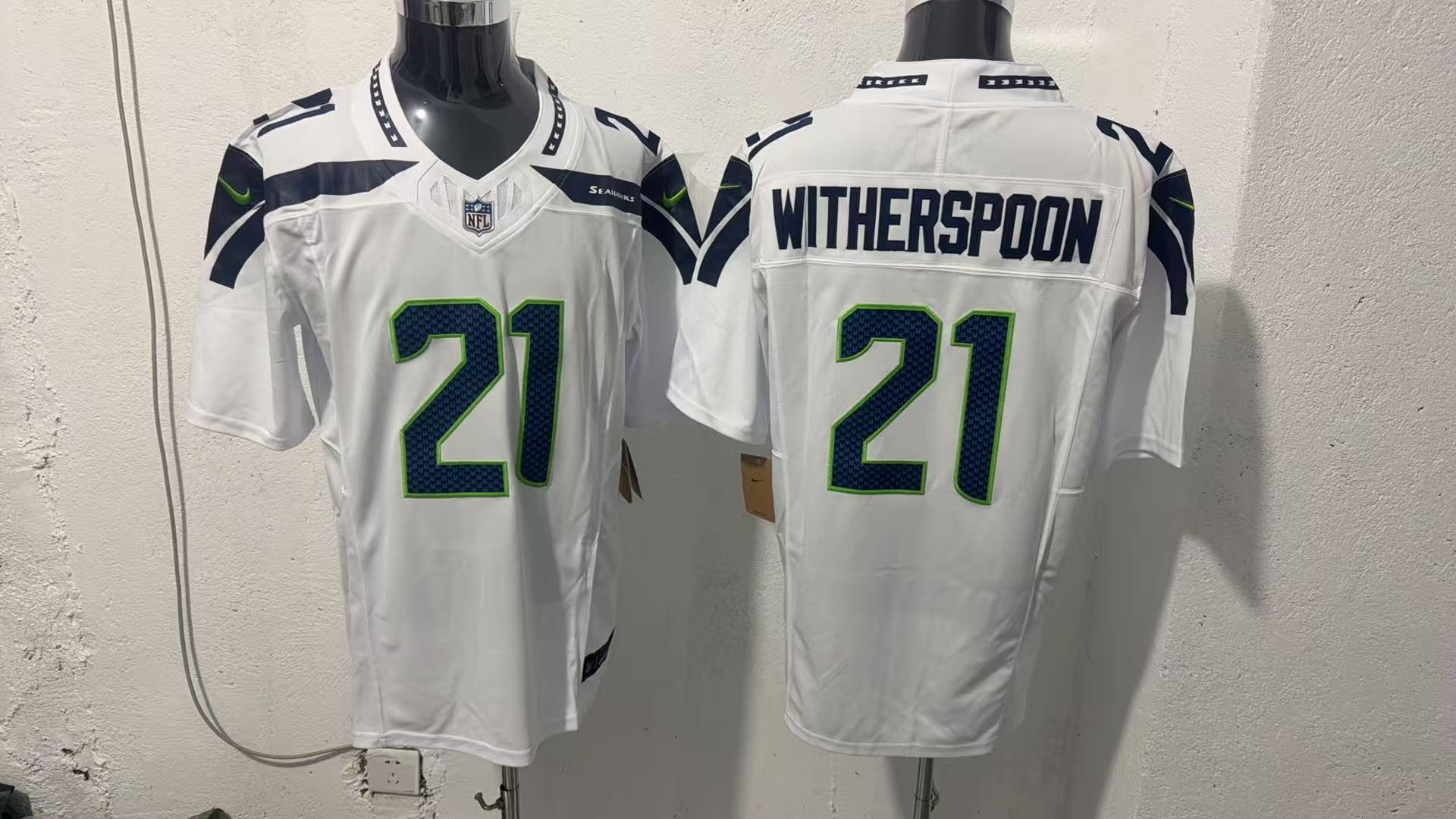 Devon Witherspoon #21 Seattle Seahawks White Away Jersey — supplier front and back