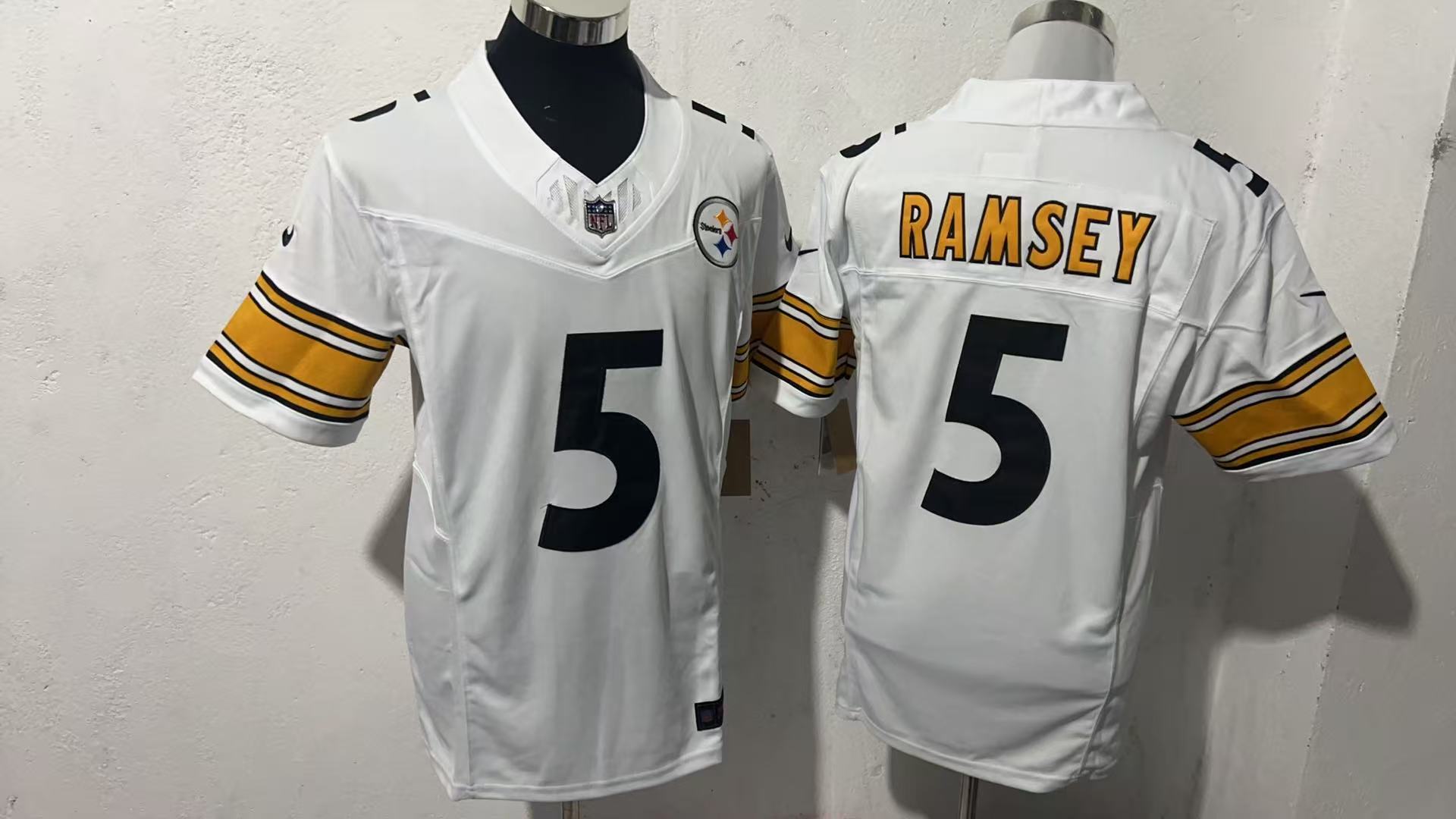 Jalen Ramsey #5 Pittsburgh Steelers White Away Jersey — supplier front and back
