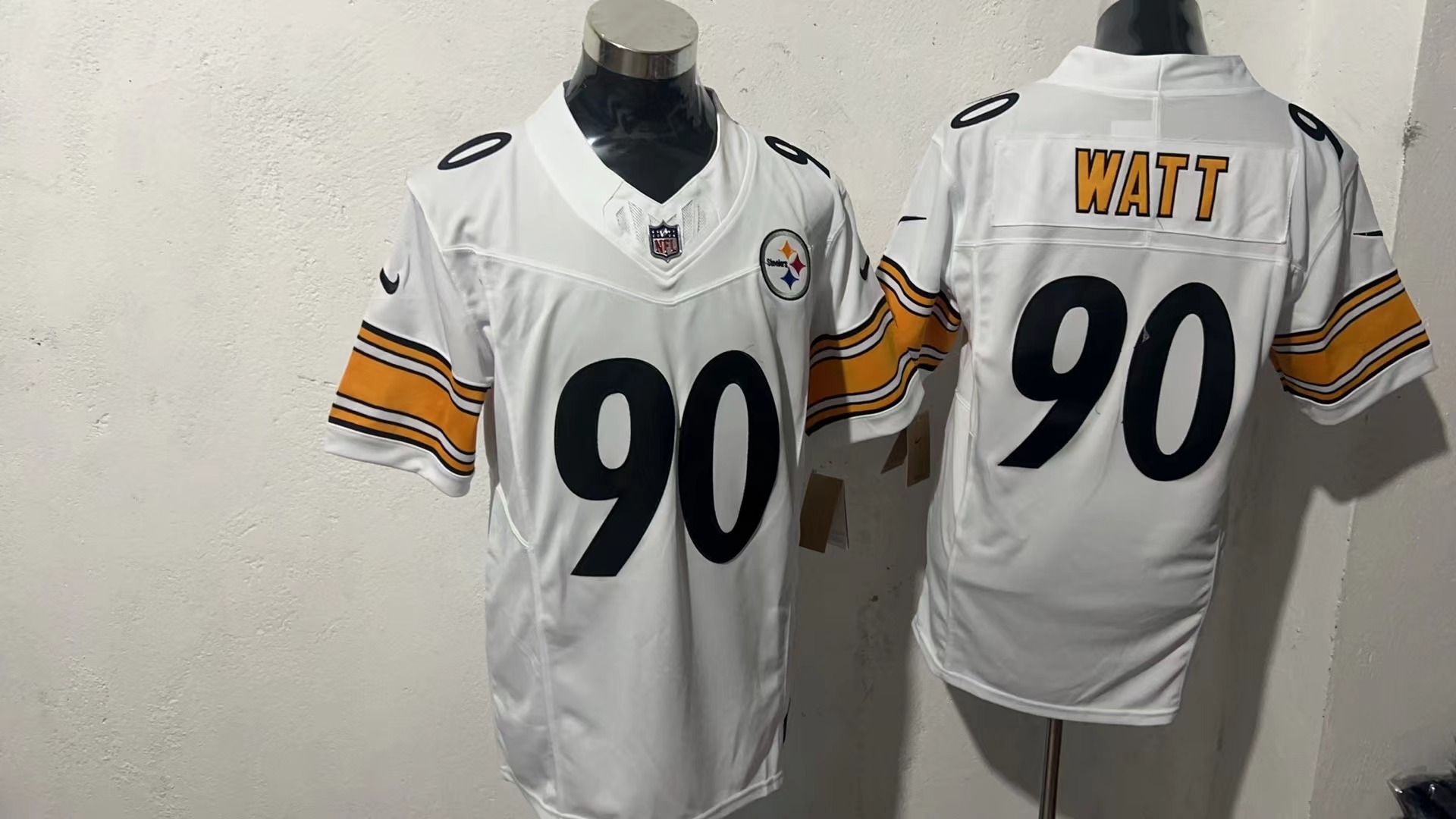 T.J. Watt #90 white supplier front and back